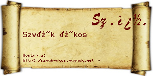 Szvák Ákos névjegykártya